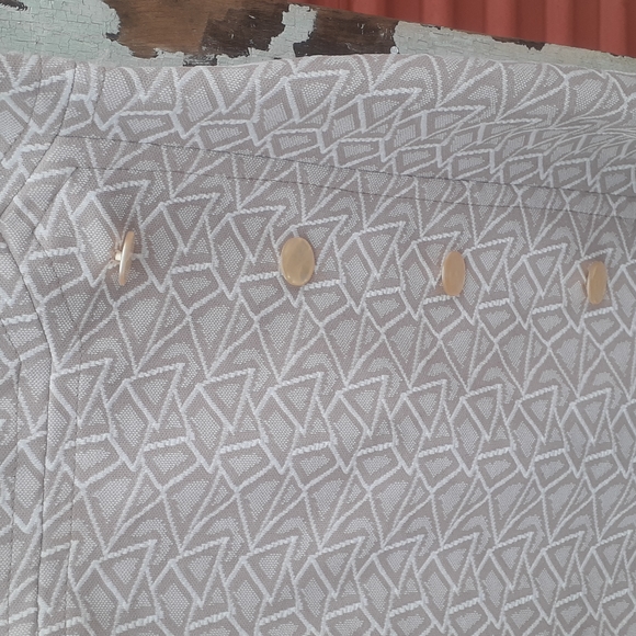 Vintage 80s party cocktail Sundress dress Tan white M L - Picture 3 of 8